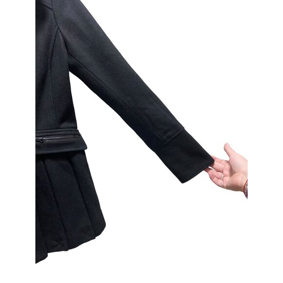 Moda International Peplum Wool Peacoat Black Size XS Y2K Vintage Minimalist Cozy - Picture 8 of 12